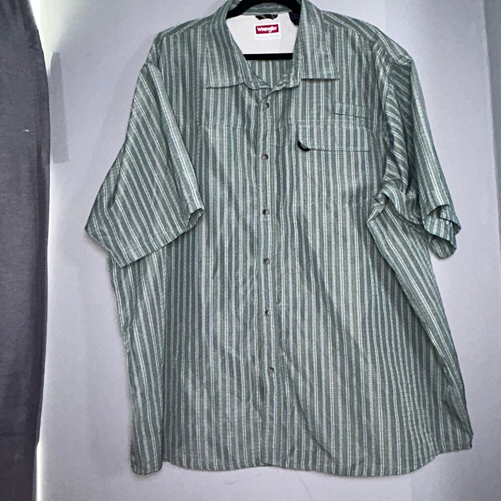 Wrangler Green Plaid SS Button Up Shirt, Sz 3XL